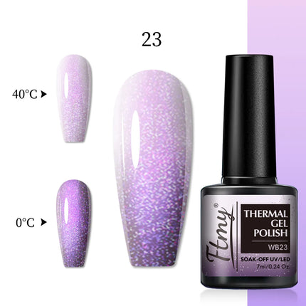 Halloween Theme Glitter Heat Nail Polish, Temperature Changing Color Removable UV LED Glitter Gel Polish, Mood Changing Nail Pol
