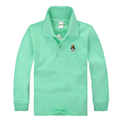 Classic Children's Long Sleeve Polo Shirt Pure Cotton T-Shirt Children Collar Top Baby Girls Base Layer Shirt Teenage Boys tops
