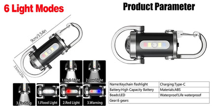 Rechargeable Keychain Flashlights high Lumens EDC COB Work Light 7 Modes Emergency Keychain Light for Walking Searching Hiking