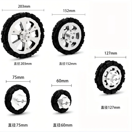 40Kg Load Omnidirectional Wheel Caster Tires 127mm 152mm 203mm Omni Wheel with Flange Coupling Robot ROS Platform Robot Wheel