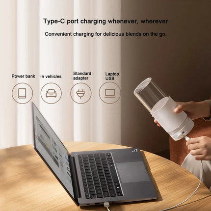 MIJIA Portable Blender 2nd Mini Blenders 19500RPM USB-C Rechargeable Ice Crushing Smoothie Juicer Cup Maker 300ML Capacity