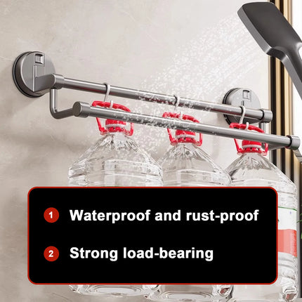 Suction Cup Bathroom Hand Towel Rack Holder Wall Mount No Drill 30/40/50cm Towel Bar Double Bar 2 Tier Apartment Space Saving
