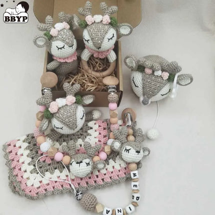 Newborn Mobile Gym Educational Ring Teething Toy Baby Cotton Baby Wooden Ring Rattle Crochet Wool Toy Customize Pacifier Chain