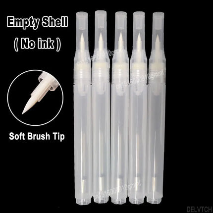 3/5/10Pcs Set Transparent Empty Marker Pen Handle Shell Soft Brush Tip Blank Tube Refillable Ink Acrylic Paint Pen Accessories