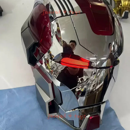 Silver Red MK5 pro Max Helmet Collectible Ornament - Voice Remote Control Automatic Functions Upgrade Version Ideal Gift