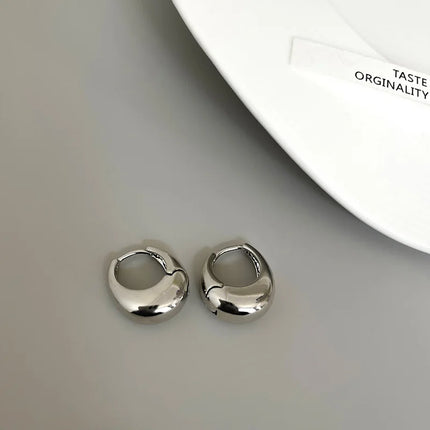 Stainless Steel Smooth Metal Chunky Hoop Earrings For Women Girls Fashion Round Circle Hoops Statement Earrings Punk Jewelry