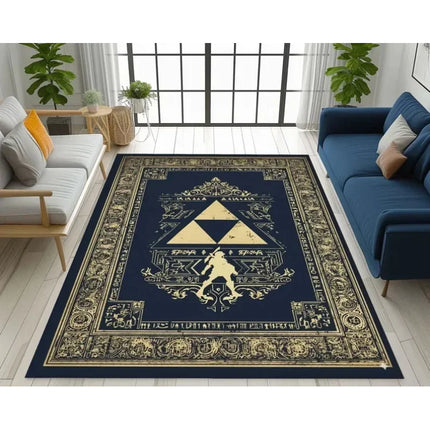 VIKAMA Gaming Rug Non-slip Zelda Triforce Mat for Game Room Home Decor