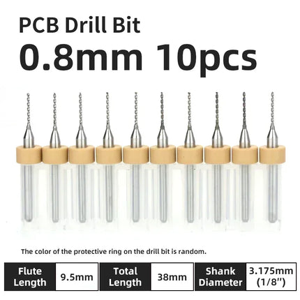PCB Drill Bit 10pcs Tungsten Steel Micro Diameter Drill Bit Set 1/8 "Fixed Handle Mini Cnc Drill Bit 0.1-3.175mm