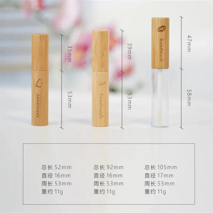 Natural Health Bamboo Lip Gloss Glaze Tube Eyelash Mascara Bottle High-grade Eyeliner Container DIY Nail Edge Oil Empty Tube