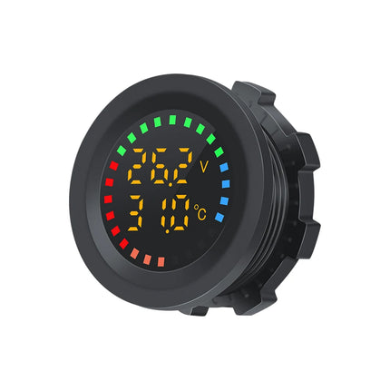 12V-24V Voltmete Temperature Colorful Screen LED Digital Display Universal Volt Meter Gauge For Motorcycle Car Boat Yacht