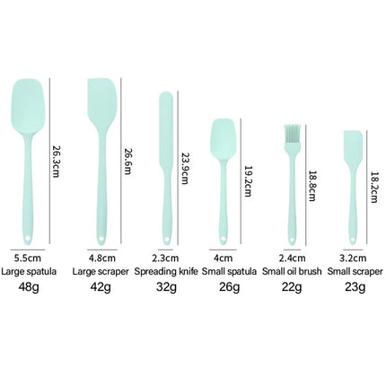 6pcs Silicone Spatula Set for Cooking Baking Tools Food Grade Heat Resistant Non-Stick Scrapers & Cream Spreads HPMD008