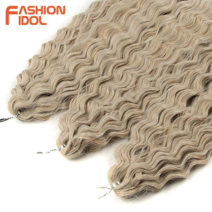22 inch Curl Hair 300g/3pcs Water Wave Twist Crochet Hair Synthetic Braid Hair Ombre Blonde Deep Wave Braiding Hair Extensions