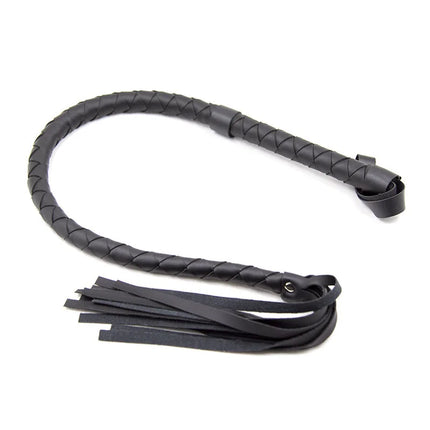 Black Leather Snake Whip BDSM Bondage Spanking Paddle Fetish Roleplay Slave Punishment Adult Sex Toys for Women Men Couples Bed