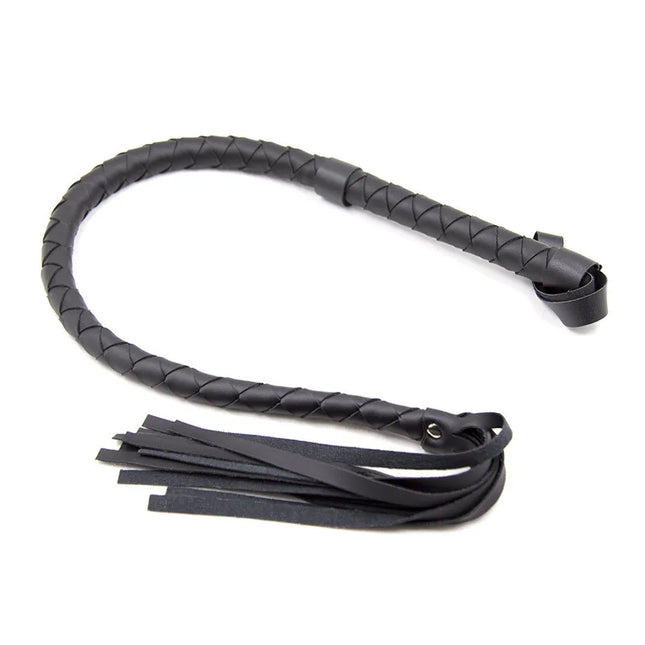 Black Leather Snake Whip BDSM Bondage Spanking Paddle Fetish Roleplay Slave Punishment Adult Sex Toys for Women Men Couples Bed
