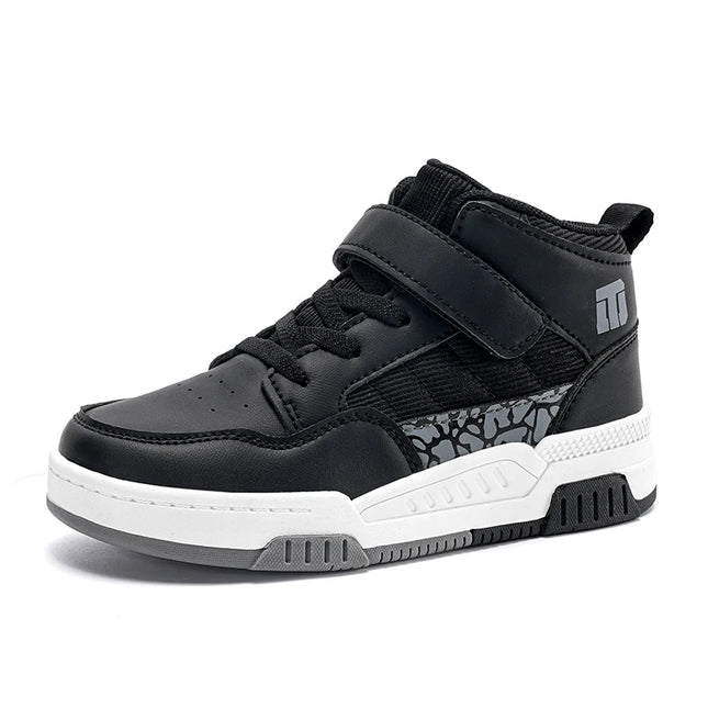 Classic Fashion Children Shoes Boys Leather Sneaker High Top Skater Basketball Shoes Luxury Sports Sneaker for Boy