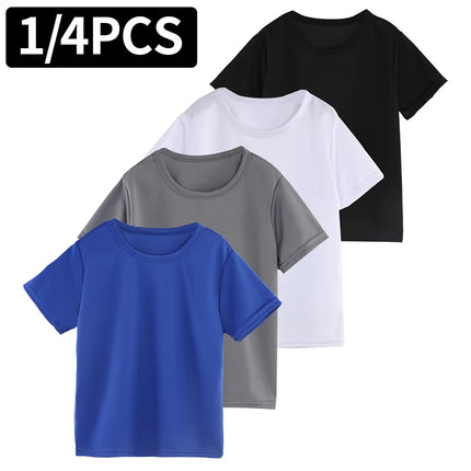 1/4 Pack Children's Spring and Summer Quick-drying Workout Long Sleeve Casual Joker T-shirt for Boys and Girls Short Sleeve For
