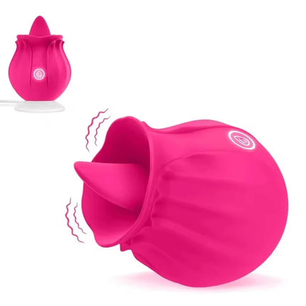 Rose Tongue Vibrator Sex Toy Clitoral Stimulator with Licking & Vibration Female Anal Clitoris Nipple G Spot for Her Pleasure