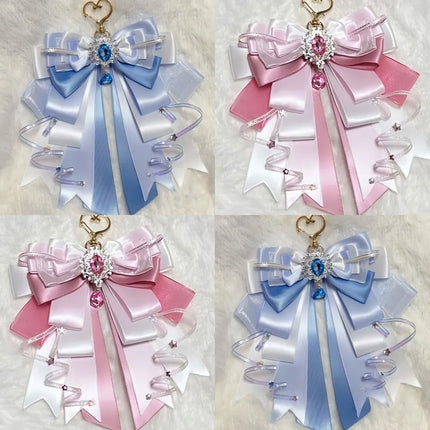 Cute Anime Ita Bag Accessories Rhinestone Multi-layered Bow Double Layer Ribbon Bow Pendant Keyring Attachment Convenient