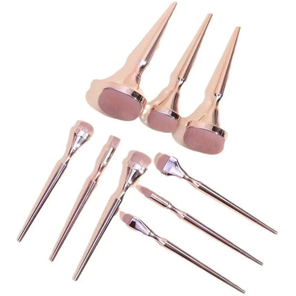 9pcs Rose Gold Makeup Brush Set Eyeshadow Blush Highlighter Foundation Concealer Blending Brush Fluffy Women Beauty Tool