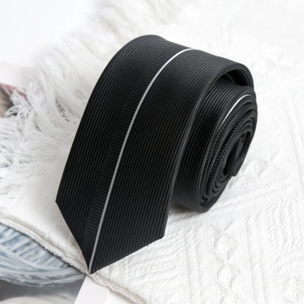 Black Luxury Stripe Tie Handmade High Quality Necktie Skinny 6cm Ties for Men Women  Cravat Business Party Corbatas Accessories