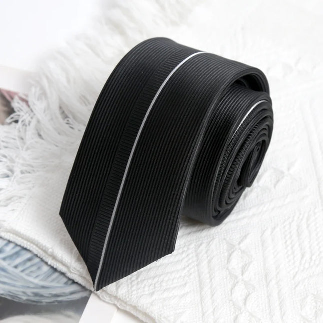 Black Luxury Stripe Tie Handmade High Quality Necktie Skinny 6cm Ties for Men Women Cravat Business Party Corbatas Accessories