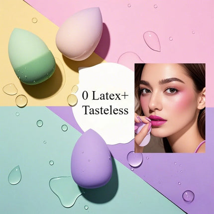 8Pcs Hydrophilic Makeup Sponge Set - Assorted Shapes & Powder Foundation | Non-Latex Flawless Application Professional Kit