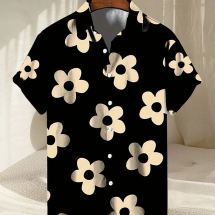 Flower 3D Printed Hawaiian Shirt Summer Beach Vacation Casual Men's Short Sleeve Tops Daily Fashion Loose Oversized Lapel Shirt