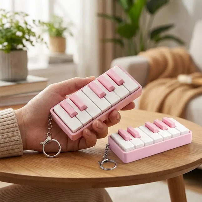 3D Printed Piano Stress Clicker Keychain Novelty 12-key Press Piano Keyboard Clicker Plastic Click Sound Effect