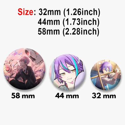 Anime Game Character Kamishiro Rui Pins PJSK Cartoon Round Brooches on Backpack Shirt Accessories Jewelry Badge Gift for Friends