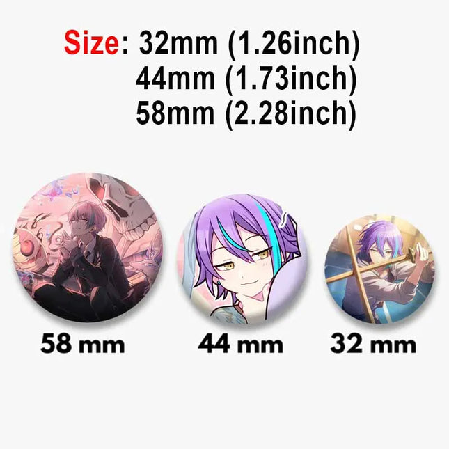 Anime Game Character Kamishiro Rui Pins PJSK Cartoon Round Brooches on Backpack Shirt Accessories Jewelry Badge Gift for Friends