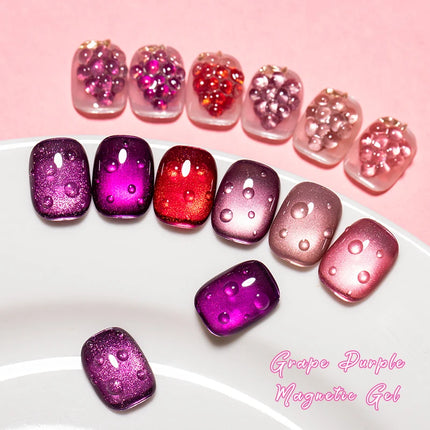 Grape Purple Cat Magnetic Gel Nail Polish Jelly Glass Beads Effect Magnetic Semi Permanent Soak Off UV Gel Varnish Nail Supplies