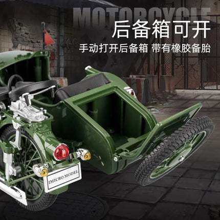 1:10 Ural M72 Sidecar Motorcycle Alloy Metal Diecast Model Motorcycle Classic Retro Simulation Home Interior Decoration Hobbies