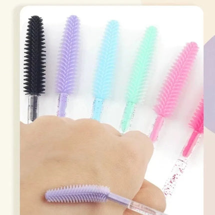 50pcs Crystal Silicone Eyelash Brush Lash Makeup Brushes Eyebrow Comb Eyelashes Extension Spoolie Microbrush Cosmetics Tool