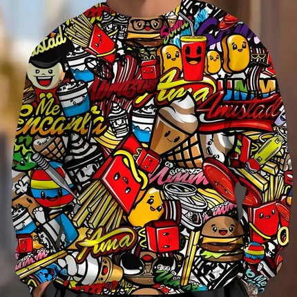 Personalized Abstract Pattern Series Graphic Sweatshirts For Men Graffiti Manga Men's Pullover Long Sleeve 3D Printed Tracksuit
