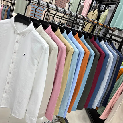 100% Cotton Corduroy Shirt - Green Long Sleeve M-4XL - Spring Autumn Slim Fit Candy Color Collection