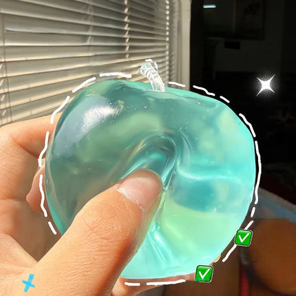 Squishy Crystal Clear Apple Squeeze Toy, Moldable Non-Rebound Stress Relief Ball, Sensory Fidget Toy for Anxiety Relief
