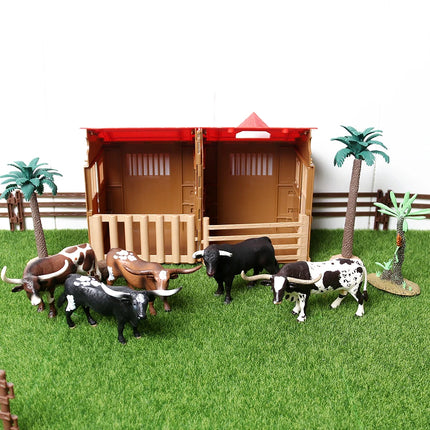 Simulation Texas Longhorn Bulls Musk OX Yak Cow Farm Animals Buffalo Calf Bull Model Figures  Home Decor Educational Toys