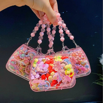 Fashion Cute Cartoon Hair Ropes Sweet High Elastic Rubber Bands Headwear with Handheld Box Bow Hair Ties for Kids