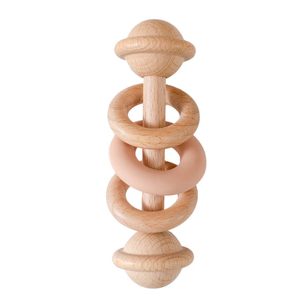 BPA-free Baby Toys Wooden Rattles Silicone Ring Rattles and Mobiles Babies 0–12 Months Sensory Toys Wooden Teether Baby Gifts
