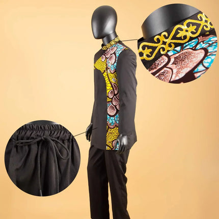 Men's 2 Pieces Suit Elegant Single Breated Slim Fit Embroidery Print Blazer Pants Set African Clothes Party Wedding A2316025