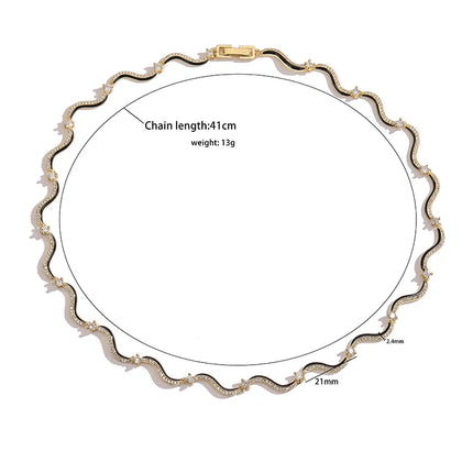 18K Gold Plated Fashion Enamel Chains Necklace Bracelet Jewelry Sets Brass Chain Wave Multicolor Women Wholesale Wedding Gifts