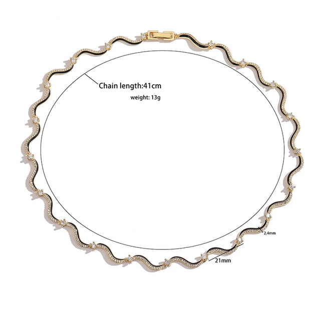 18K Gold Plated Fashion Enamel Chains Necklace Bracelet Jewelry Sets Brass Chain Wave Multicolor Women Wholesale Wedding Gifts