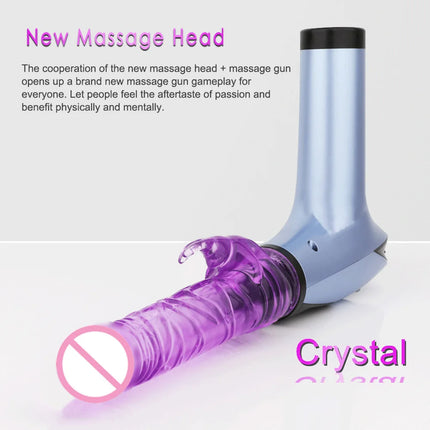 Vibrators False penis for FemaleMassage Gun Head Crystal Adult Massage gun accesorie silicone heads for Fascia gun percussion