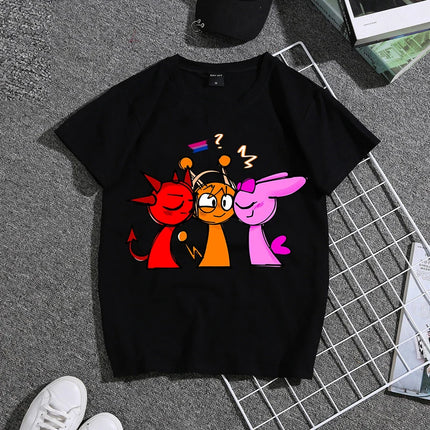 Summer Sprunkis Game Cotton Kids T-shirt Cute Anime Printed Tee Top Short Sleeve Kawaii Boy Girl Streetwear Children Clothes