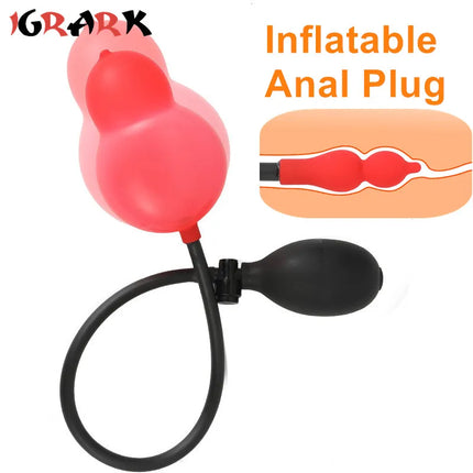 Super Long 5 Beads Inflatable Anal Plug Silicone Column Expandable Big Butt Plug Dildo Pump Ass Dilator BDSM Sex Toy for Couples