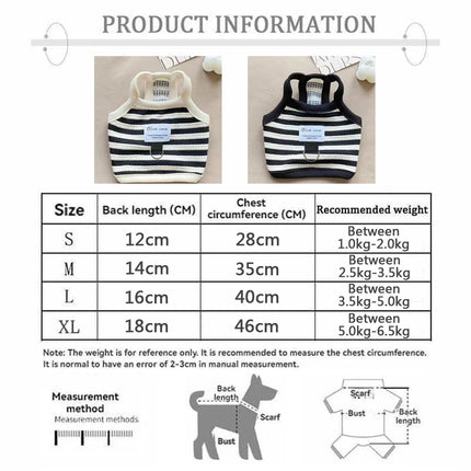 Striped Small Dog Vest Bichon Frise Comfortable Summer Puppy Clothes Dog Halter Vest Cute Cat Clothes with D Ring