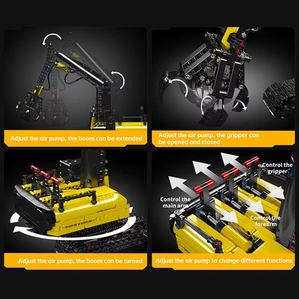 866Pcs Technical Creative Engineering Hydraulic Log Grapple Building Blocks Crawler Excavator Model Bricks Toys For Kids Gifts