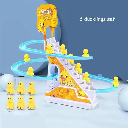 DIY- Electric Small Ducks Climbing Toys Ducks Chasing Race Track Game Set with Lights & Music Roller Coaster Toy for Kids Gift