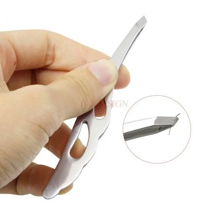 New Stainless Steel Oblique Mouth Eyebrow Clip Trimming Eyebrow Tweezers Feather Clip Beauty Tool