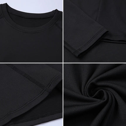 Compression Shirt Men Solid Dry Fit Long Sleeve Sportswear For Male Gym Clothing Running Fitness Tee Training Workout Muscle Top